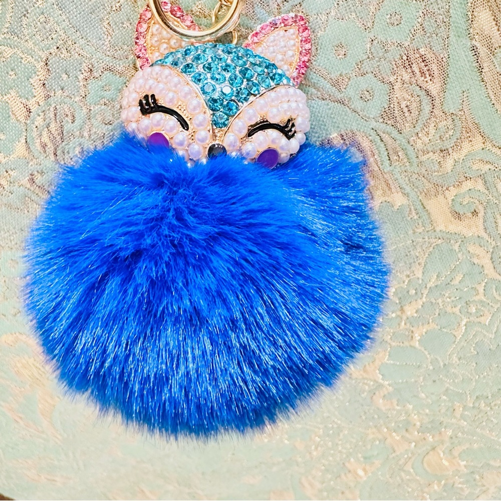 New Jeweled Pom Pom Bag Charm - Picture 6 of 7